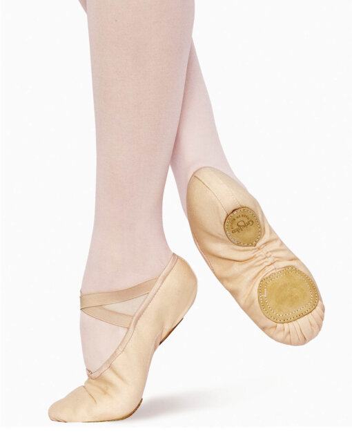 BALLETTSKO MED DELT SÅLE OG STRIKK UNDER