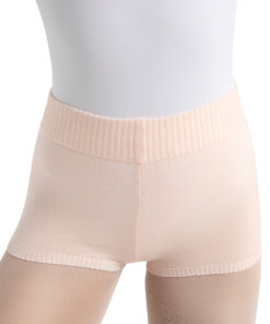 Strikket danseshorts fra Capezio i lys rosa, laget i mykt og elastisk strikkemateriale.