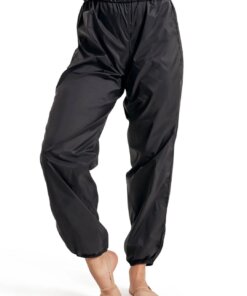 Bilde av Capezio Trash Pants, lette ripstop-bukser i svart med elastisk passform, perfekt for dans og oppvarming.