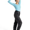 Bilde av Capezio Trash Pants, lette ripstop-bukser i svart med elastisk passform, perfekt for dans og oppvarming.